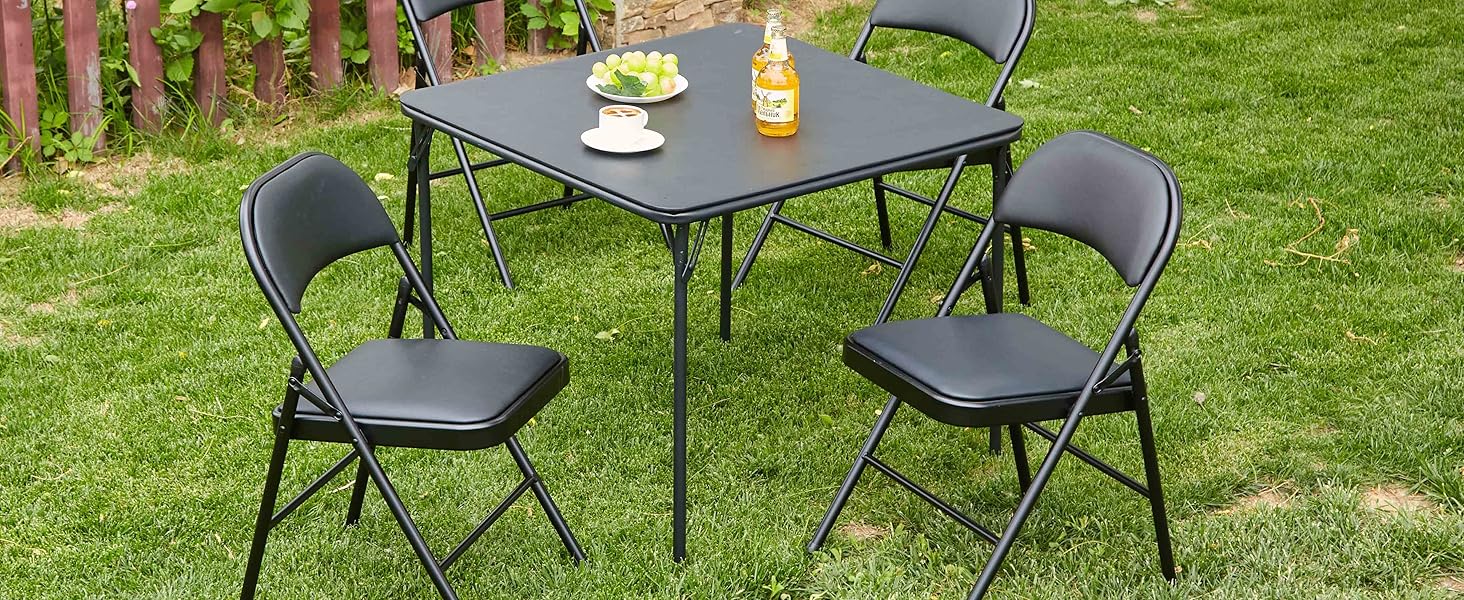 BOOSDEN 34" Folding Card Table, Square Game Folding Table