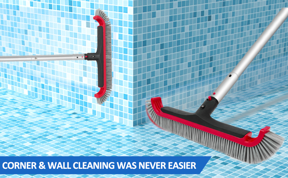Swimming Pool Brush with Pole 17.5" Pool Wall Brush with