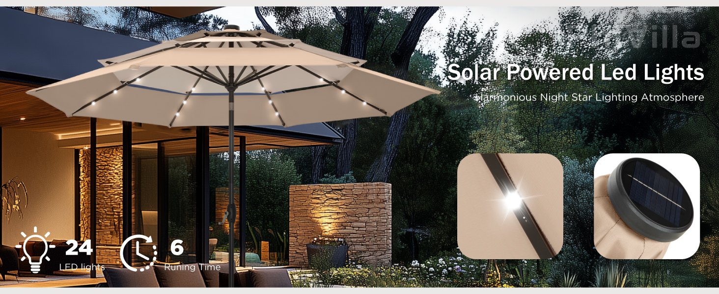 patio umbrella with solar light