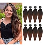 Ubeleco 8 Packs Pre-stretched Braiding Hair,20 Inch Ombre Braiding Hair Professional Soft Yaki Te...