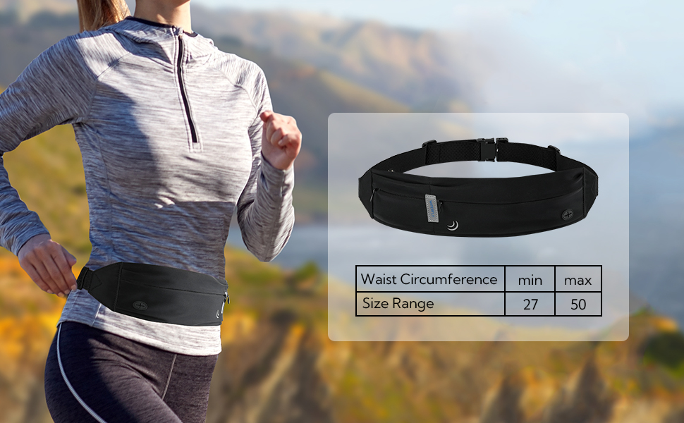 WATERFLY Running Belt Fanny Pack Runner Marathon Jogging Waist Pack
