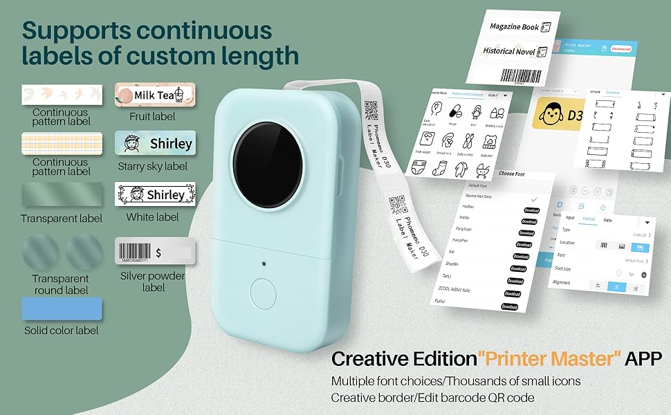 Phomemo D30 Label Maker Machine, Bluetooth Label Printer Handheld Label