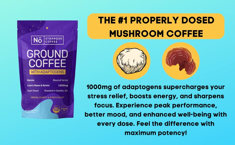 Experience the perfect cup of mushroom coffee with adaptogens