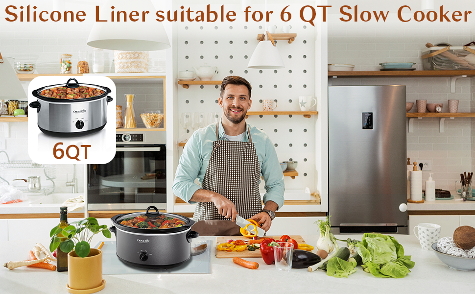 2 Pack Silicone Slow Cooker Liners, Silicone Crockpot Liner