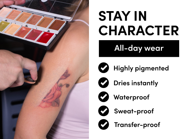 Flesh Tone Alcohol-Activated Palette, Tattoo Cover, Highly Pigmented Professional SFX Makeup