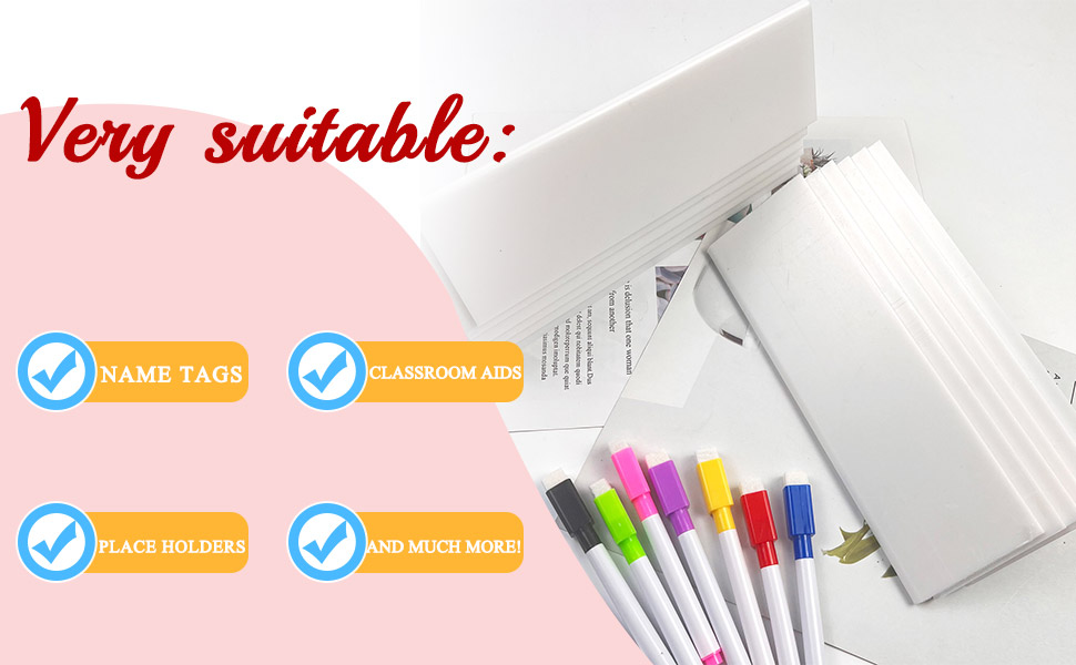 12 Sets Reusable Dry Erase Name Tent Cards with Colorful