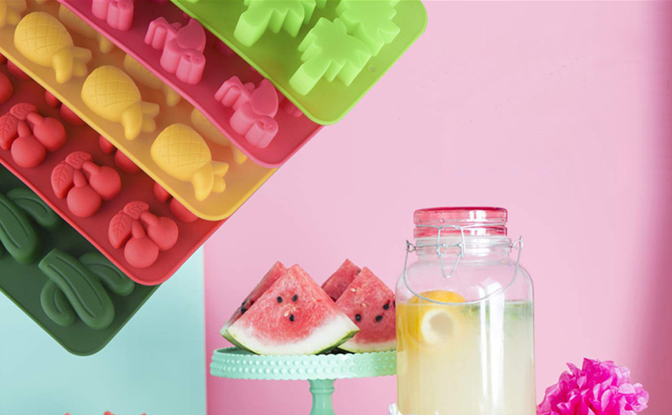 Set of 5 Summer Holiday Candy Making Molds Silicone Chocolate Including Cactus