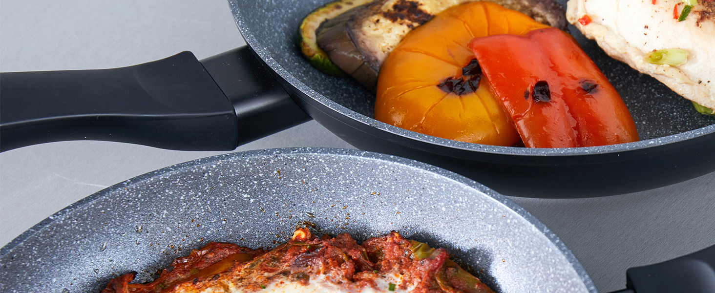 Russell Hobbs RH02814EU7 Metallic Marble Cooking Pan Set NonStick 5