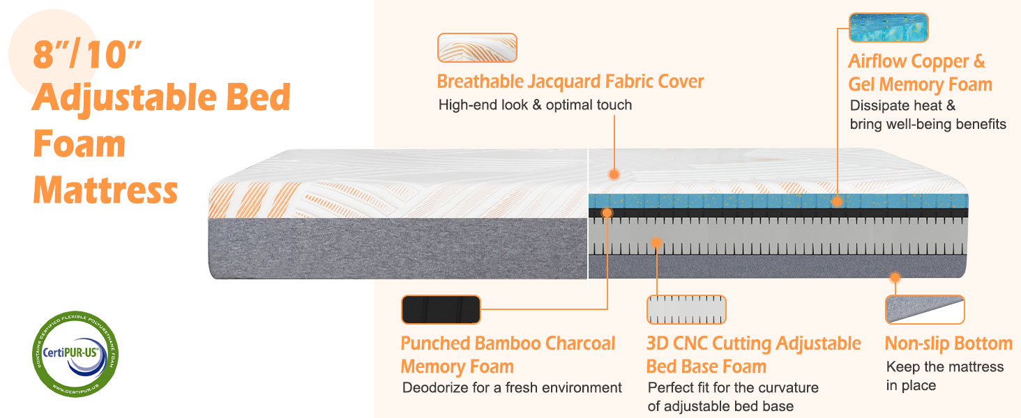 Giantex 8 Inch Mattress Twin XL, Copper Infused Memory Foam