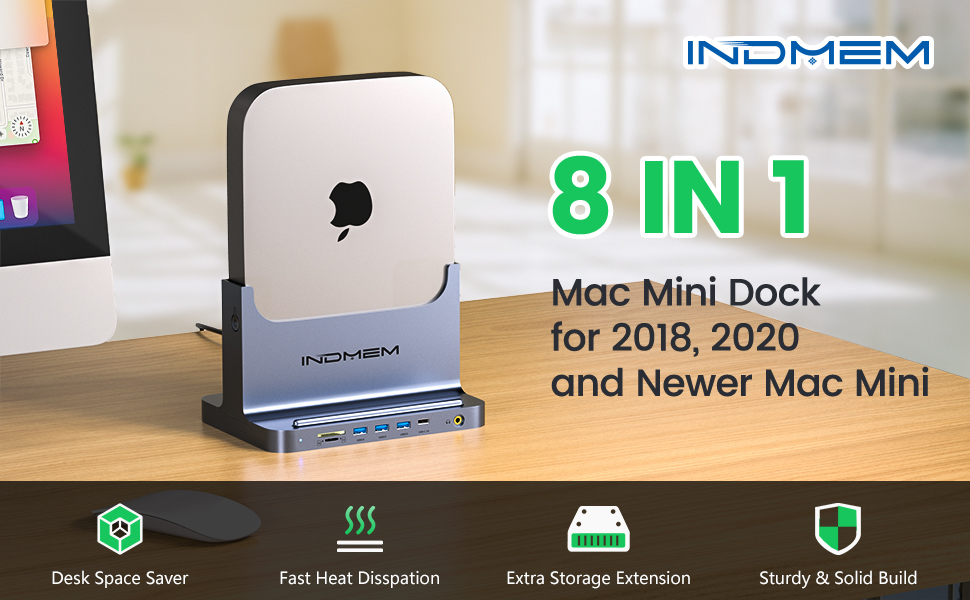 8 in 1 Mac Mini Dock for M1,Mac Mini Stand Docking Station