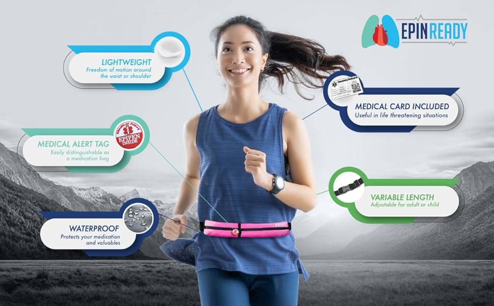 Epipen Tagged Sports Waist Belt Fanny Pack, Outdoors Epipen