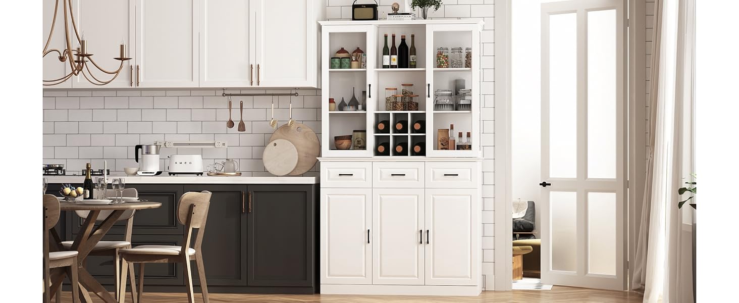 AIEGLE Large Kitchen Hutch Storage Pantry Cupboard