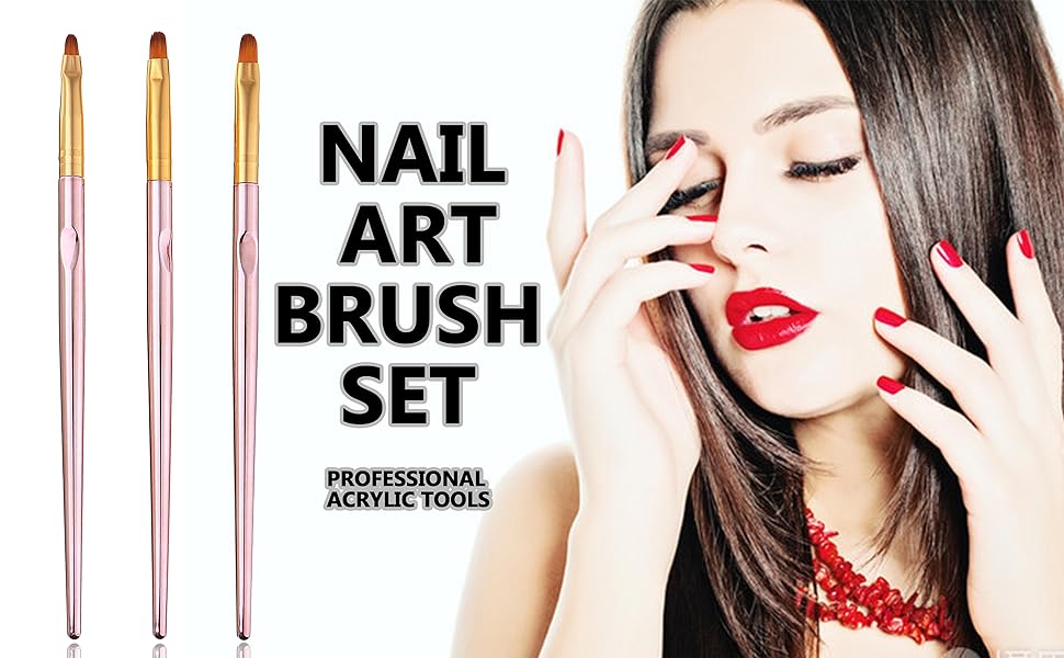 SILPECWEE 3 Pcs Rose Gold Round Brush Set Nail Art Brush Nail Painting Brush