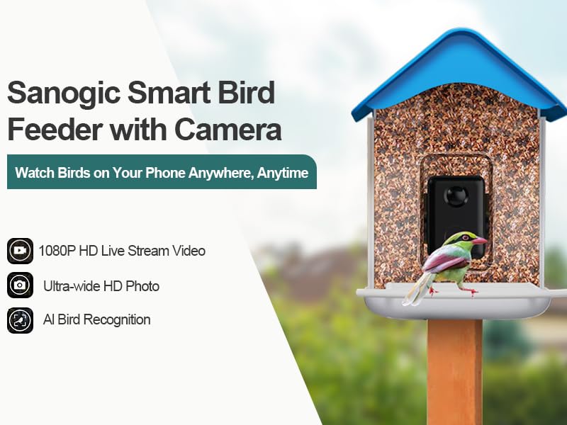 【Free AI】 Sainlogic Bird Feeder with HD Camera, Smart Bird