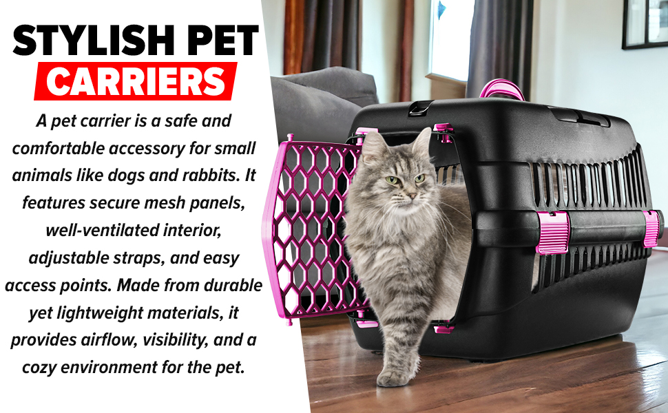 ZENQA Pet Carrier Dog Cat Carrier Travel Transport Box 49 x 35 x 33 cm Large Cat Carrier