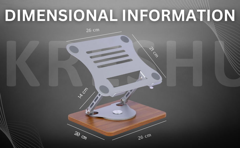 Laptop Stand | Mechanical Base Adjustable Height Notebook Stand | Compatible Portable Desktop Bamboo Aluminum and Wooden Portable Laptop Stand with 360 Rotating Lifting Base Holder (1-Pcs) 14 SPN -E2FA