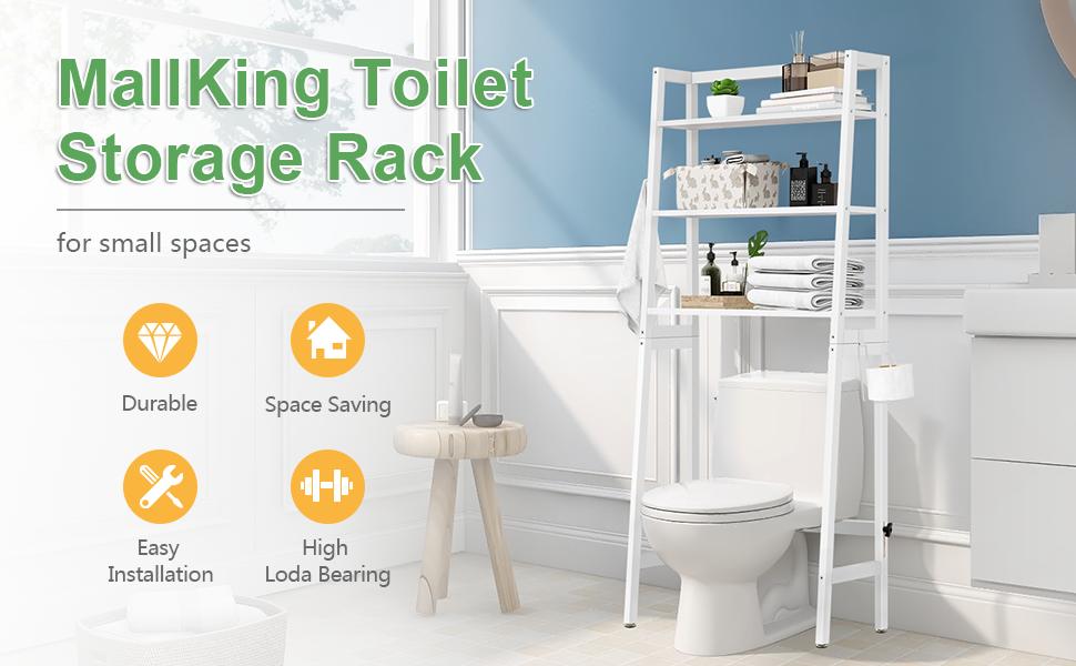 MallKing Over Toilet Storage Unit, Wooden 3Tier OverTheToilet Rack