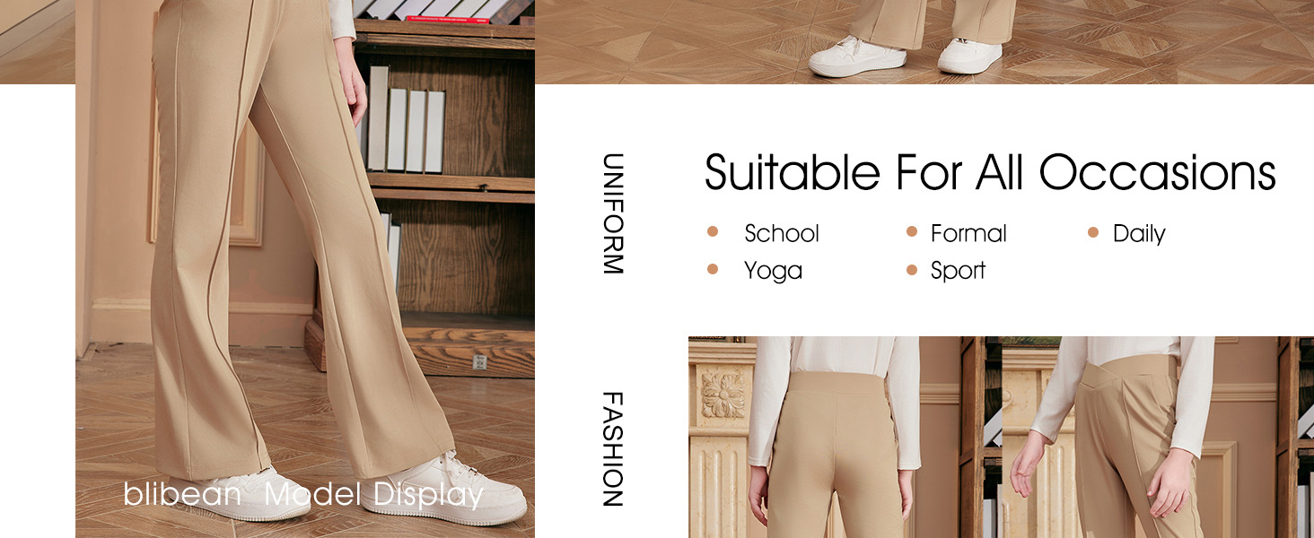 blibean girl kid bell bottom flare dresses uniform school  pants size 6 7 8 9 10 11 12 13 14 15 16