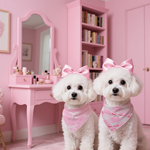 pink bow dog bandana