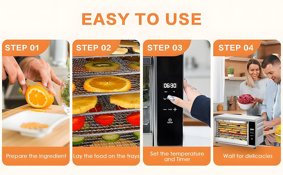 Food Dehydrator Machine 8 Stainless Steel Trays, HOMOKUS