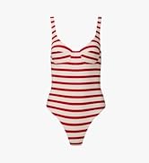 red and white stipped weworewhat one piece swimsuit