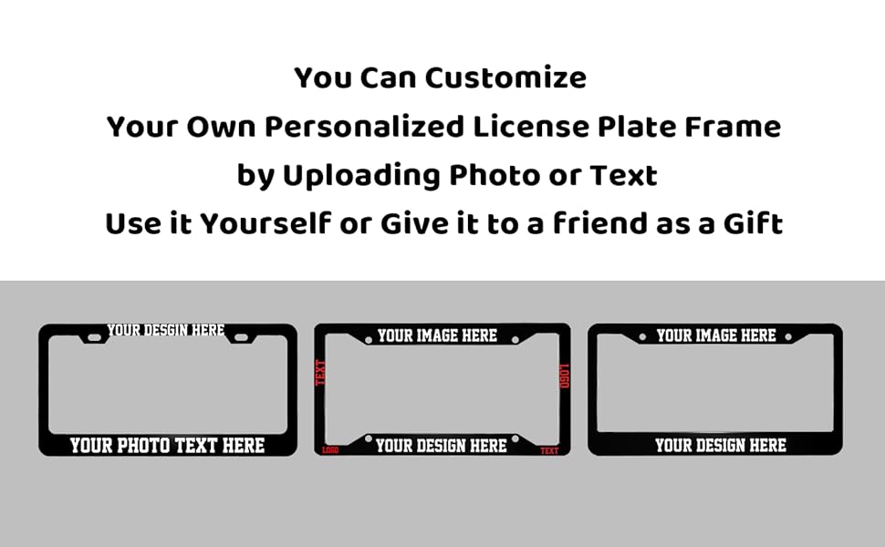 2Pack Custom Car License Plate Frames, Personalized Text