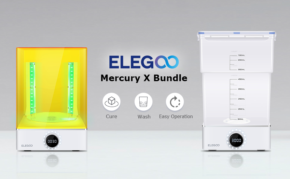 ELEGOO Mercury X Bundle Cure and Wash Large UV Curing Machine Resin Washing and