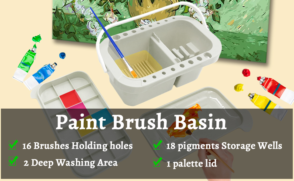 Paint Brush Basin,Multifunction Paint Brush Tub with Brush