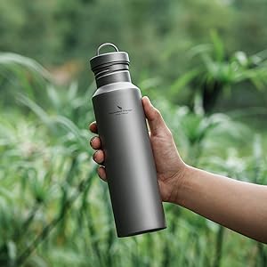 Boundless Voyage Outdoor 750ml Titanium Sports Bottle with Lid Flask Wide Mouth Water Bottle Canteen Drinking Bottle for Camping Cycling Hiking 17 9