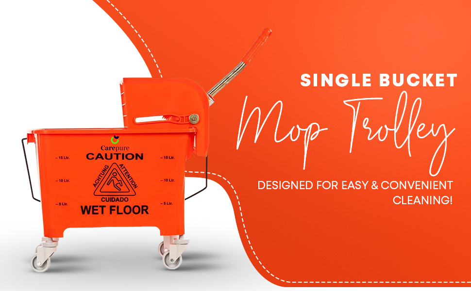 Carepure Single Bucket Down Press Wringer Mop Trolley Mini Mop Bucket Wringer Trolley 20