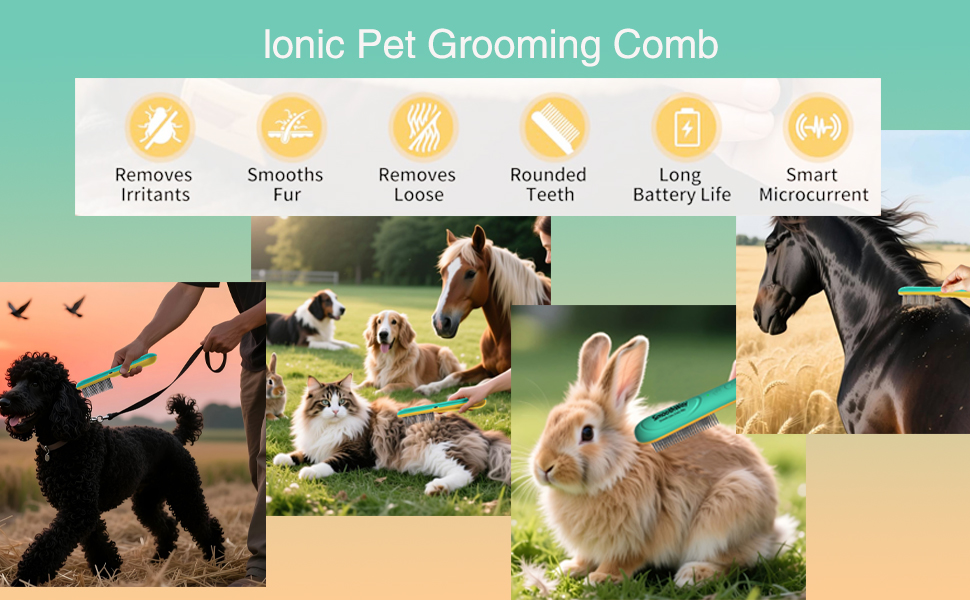 ionic pet grooming comb
