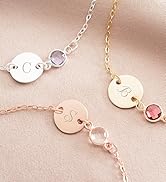 Initial Disc and Birthstone Personalised Bracelet