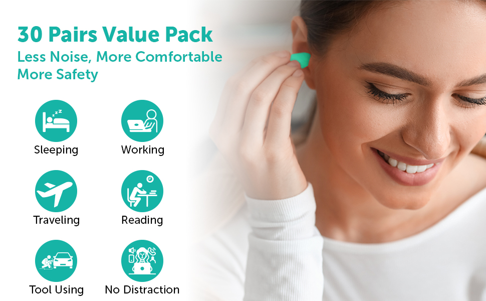 Ear Plugs For Sleep Soft Foam Earplugs Noise Cancelling Small Reusable 38db Block Out Snoring