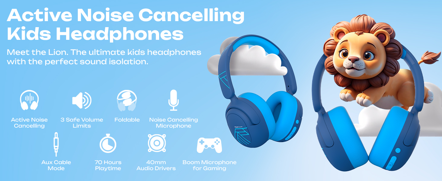 kids headphones wireless bluetooth over ear headphones for kids noise cancelling volume limited