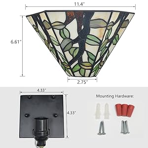 SAMTEEN Tiffany Style Wall Sconce 11 Inches Vintage 1-Light