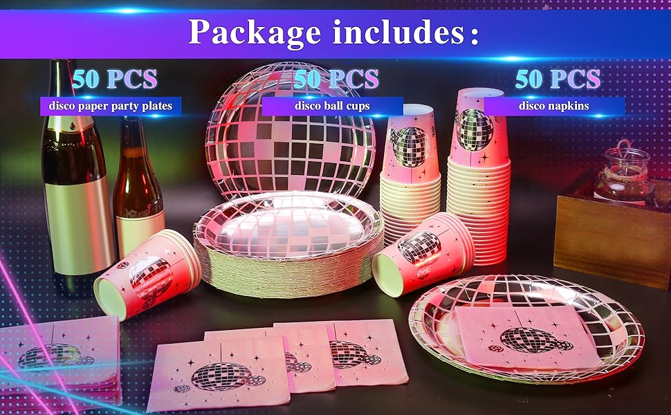 Disco Party Supplies Disco Ball Paper Plates Disco Ball Paper Cups Disco Party Cocktail