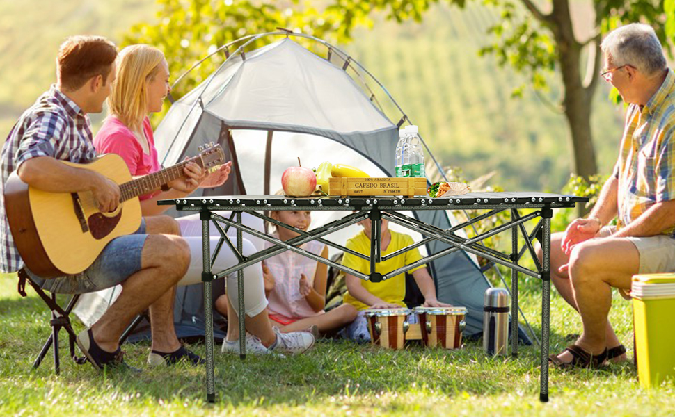 BOMOOMOO Camping Portable Folding Tables & 4Pcs Chairs Set