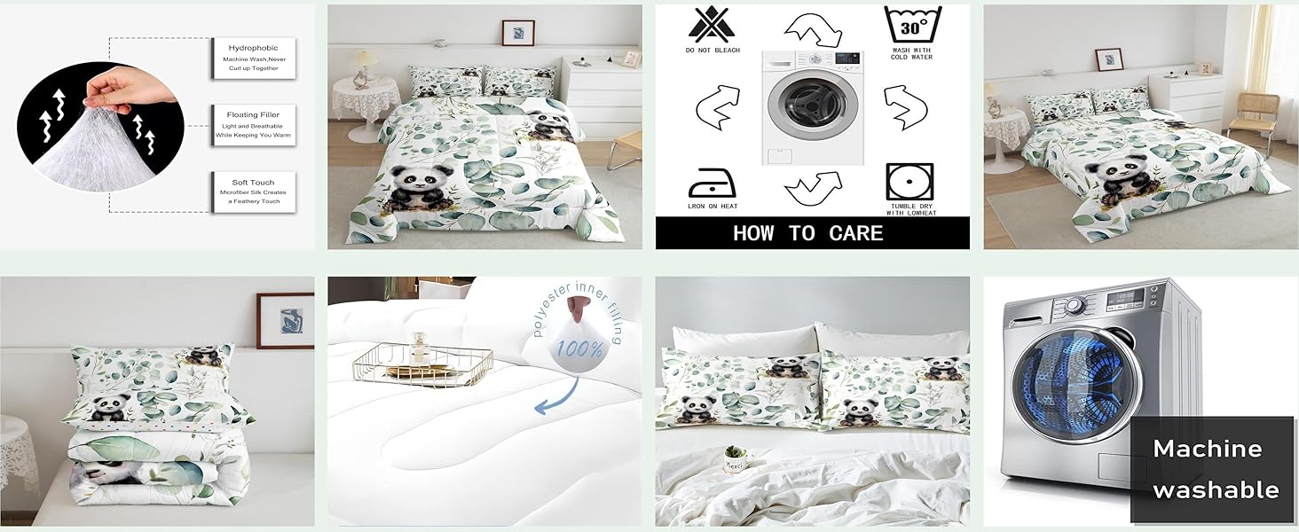 Animal Duvet Insert Plant Leaves Quilt Comforter, Cartoon Wildlife Bear Bedding Comforters & Sets