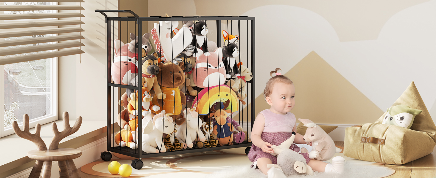 Save Space Plush Toys Chest with Wheels