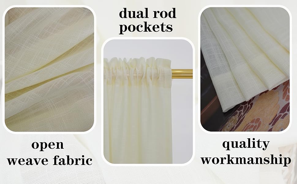 4 Pieces Ivory Valance 16 inch for Windows Sheer Short