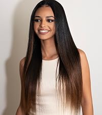 unice yaki straight ombre chestnut brown v part wigs human hair for women real glueless real scalp