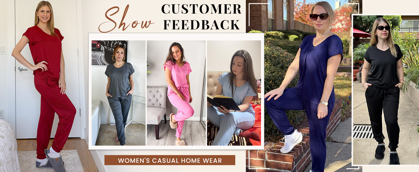 loungewear sets short sleeve pajamas pjs for summer women'a pajama tops long jogger pants pjs set