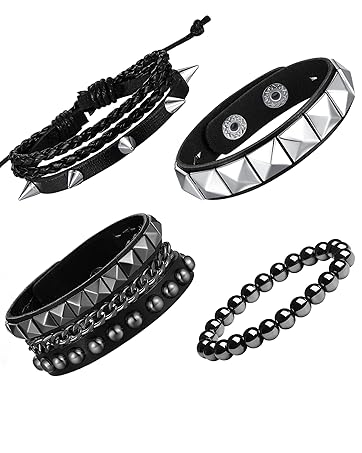 Amazon.com: XIANNVXI 4Pcs Studded Bracelet Goth Punk