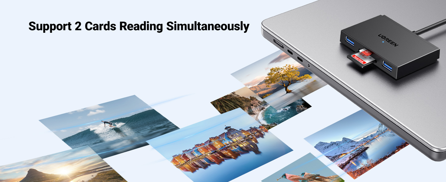 UGREEN USB Hub, 4 in 1 SD Card Reader USB C & USB OTG to USB Adaptor