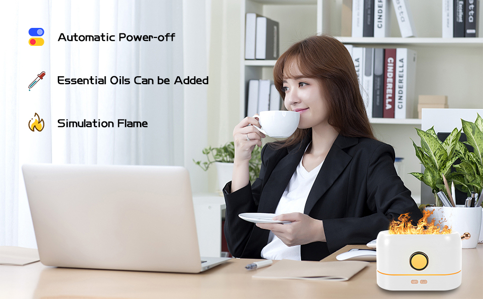 Essential Oil Diffuser with Flame Light, Super Quiet Mini