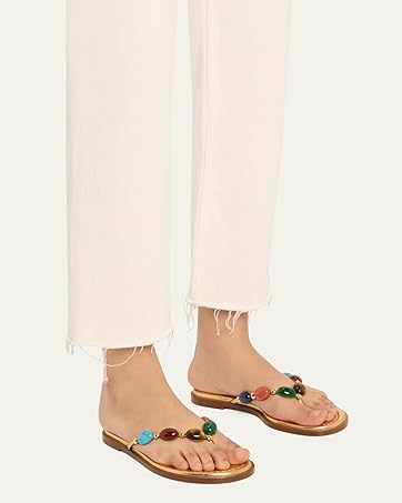 Jewelled Thong Flip Flops Heels for women Stone strappy sandals