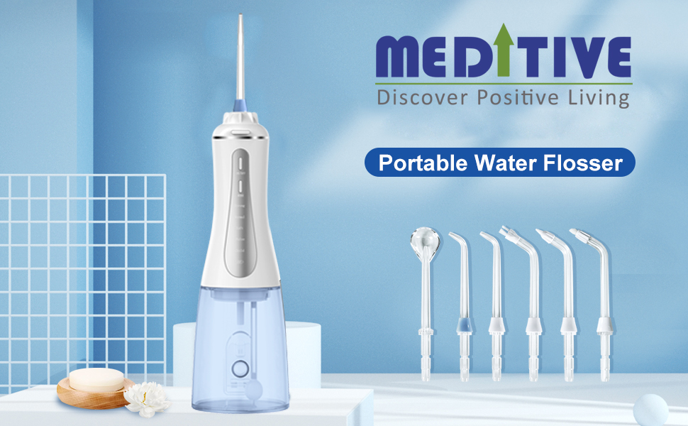 MEDITIVE Water Flosser Cordless for Teeth, Portable Oral Irrigator,