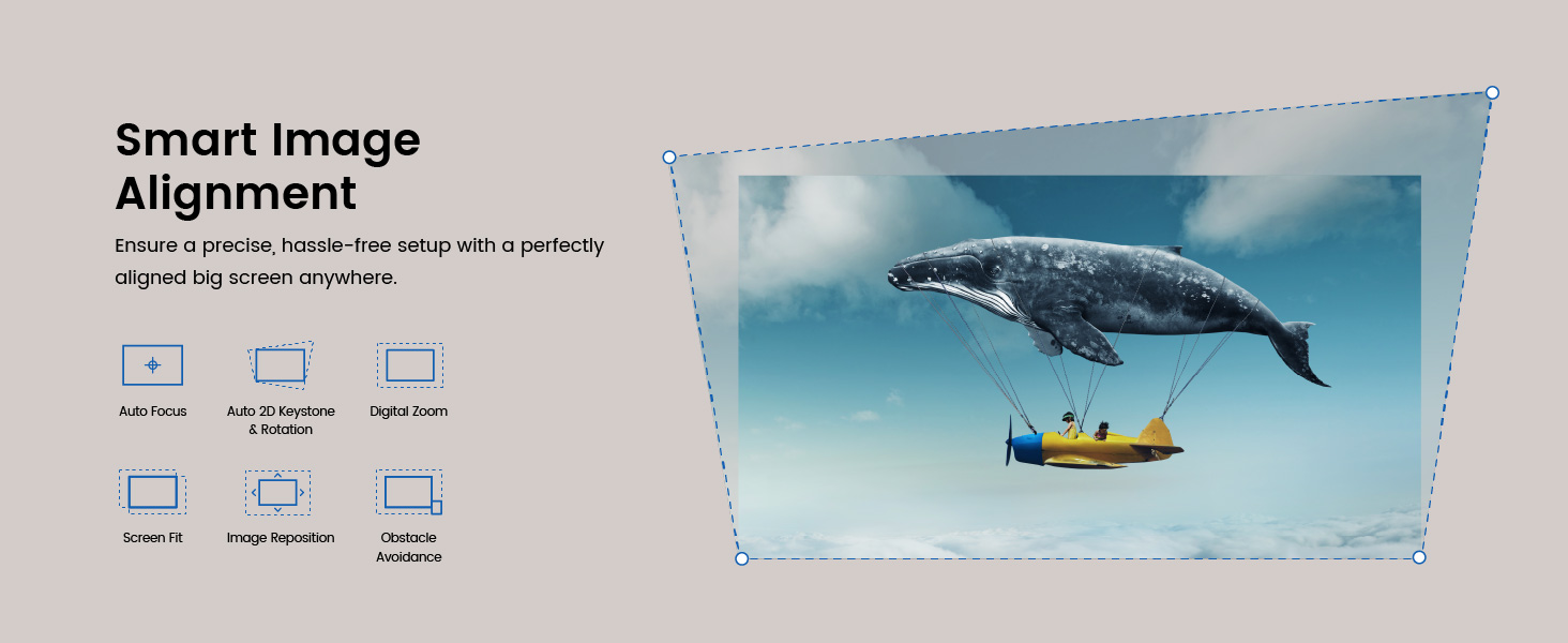 BenQ GP520 Auto Focus 2D Keystone Obstacle Avoidance Screen Fit Image Reposition and Digital Zoom