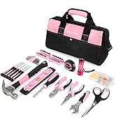 WORKPRO Pink Tool Kit, 106-Piece Home Repairing Tool Set with Wide Mouth Open Storage Bag