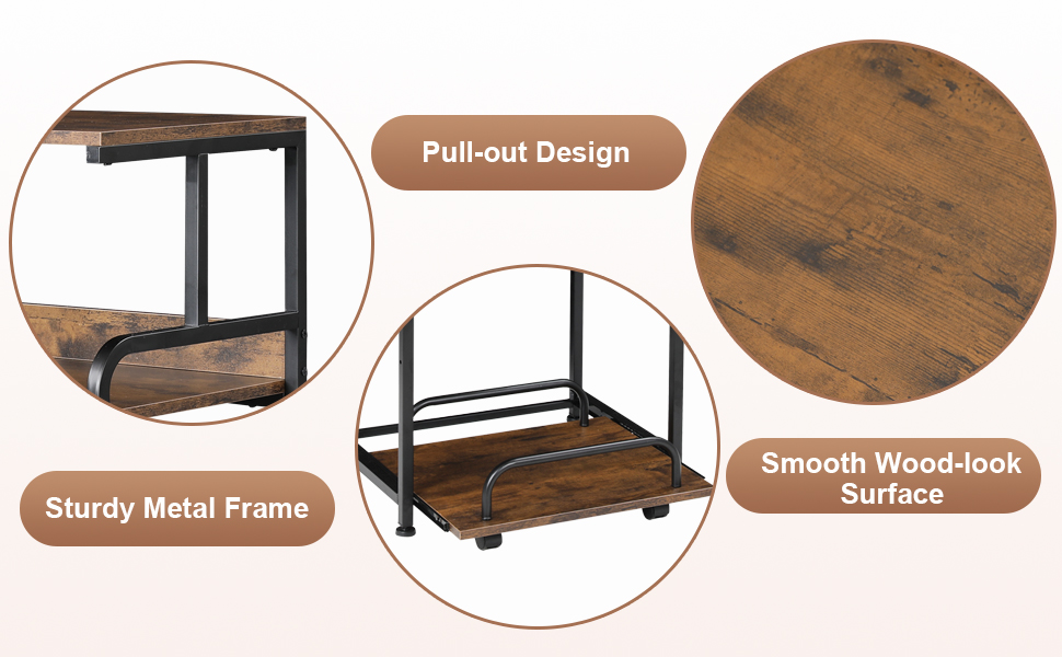 BETTAHOME 4 Tier Extra Large Printer Stand Table with Pull